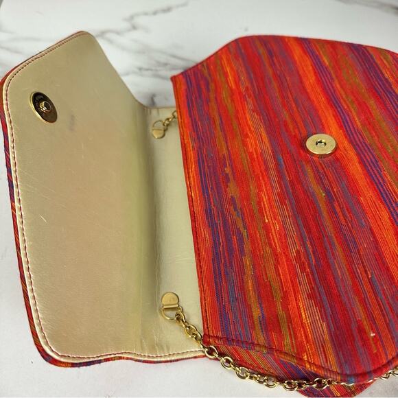 J.Renee Sunset Red Multicolor Printed Retro Crossbody Purse Gold Hardware in Box - Picture 4 of 10